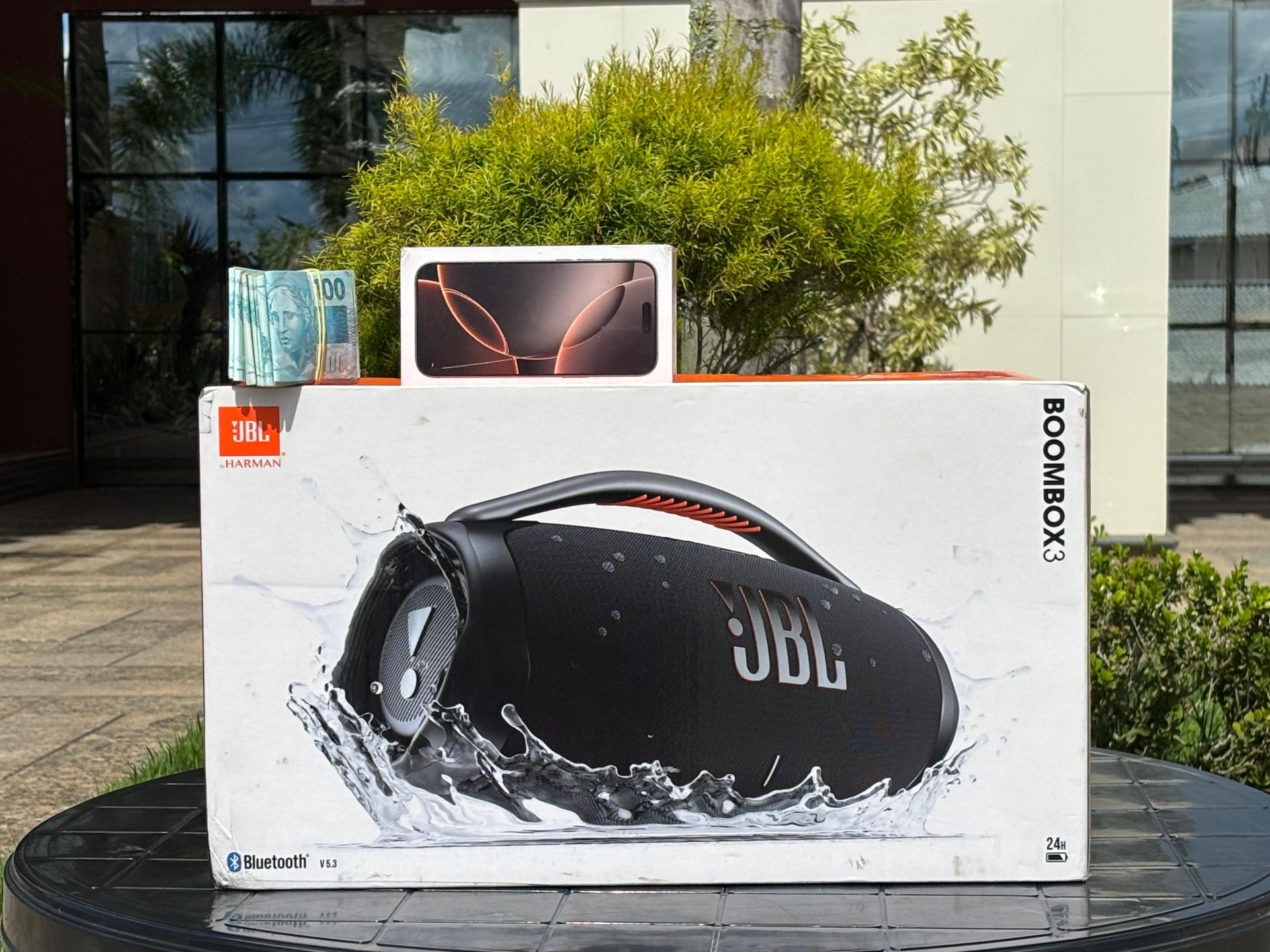 CENTENA : IPHONE 16 PRO MAX  + JBL BOOMBOX 3 OU 12.000,00 MIL NO PIX SORTEIO 30 DE JULHO